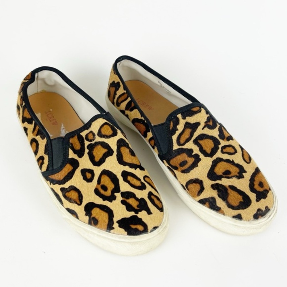 J. Crew Calf Hair Animal Print Slide On Sneaker Size 7